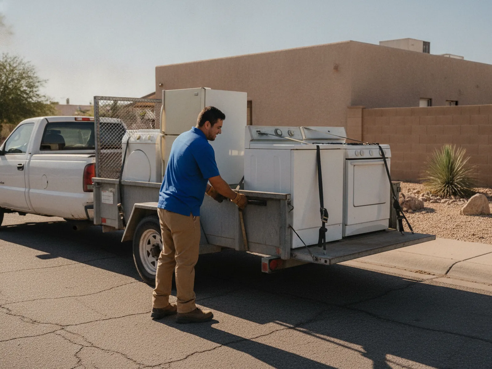 Pickup truck loaded with old appliances for same-day removal in El Paso, TX